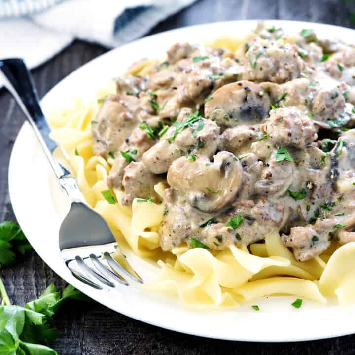 AMAZING Ground Beef Stroganoff • FIVEheartHOME