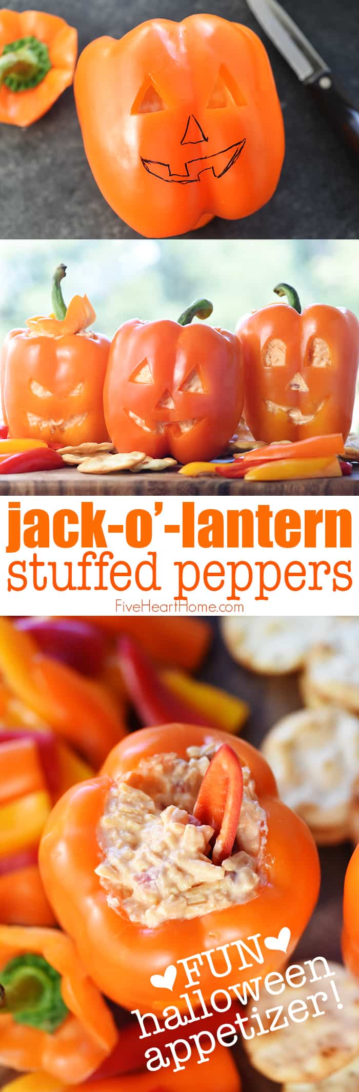 Jack O Lantern Stuffed Peppers Halloween Appetizer Fivehearthome