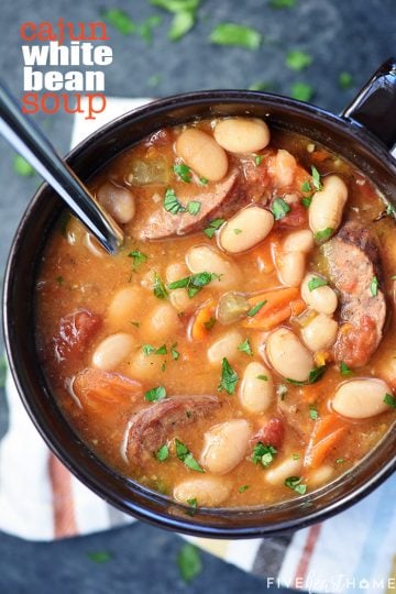 Slow Cooker Cajun Bean Soup ~ So Flavorful! • FIVEheartHOME