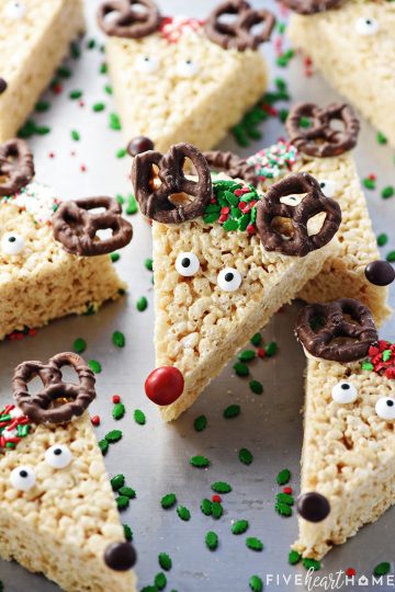 Reindeer Rice Krispie Treats ~ Easy + CUTE! • FIVEheartHOME