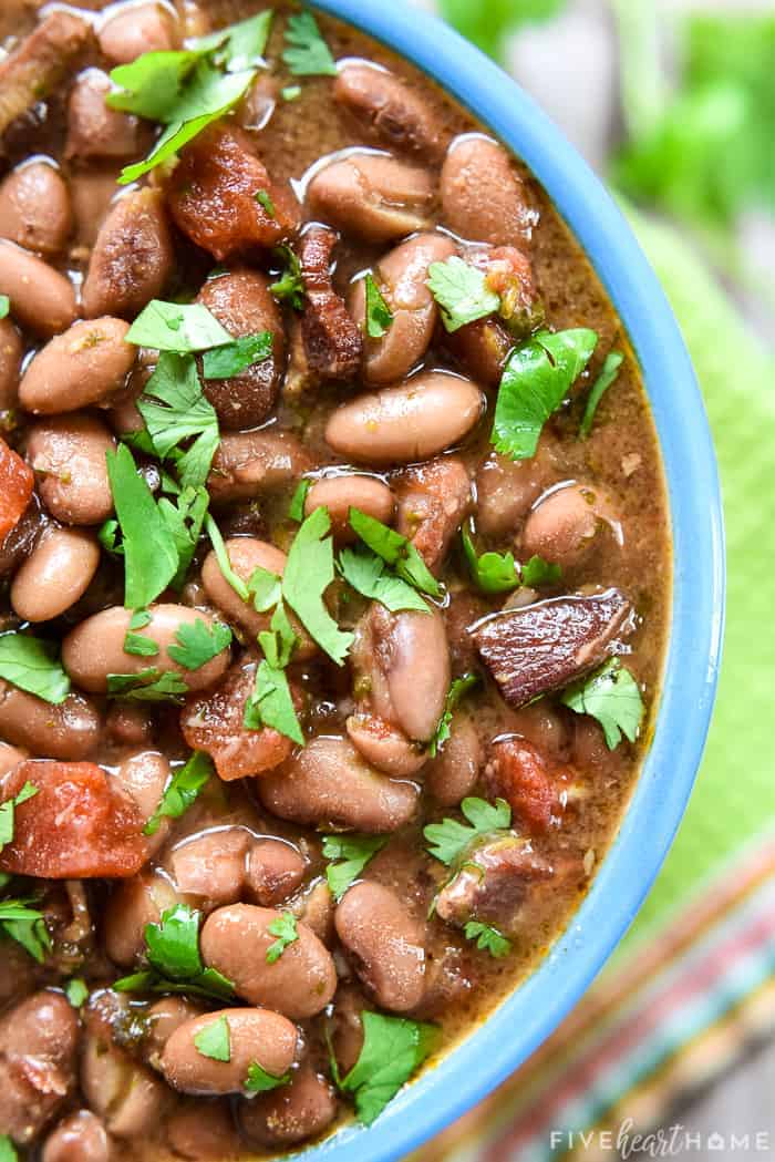 Slow Cooker Charro Beans ~ The BEST Recipe! • FIVEheartHOME