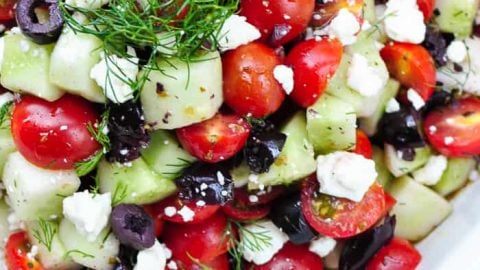 Cucumber Tomato Feta Salad With Olives Dill Fivehearthome