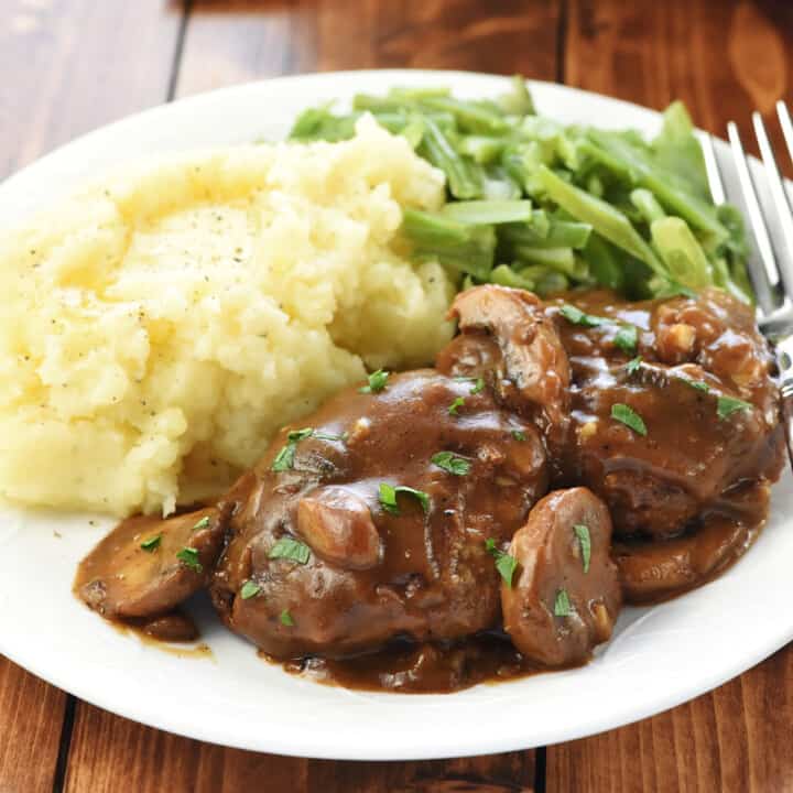 Hamburger Steaks with Mushroom Gravy • FIVEheartHOME