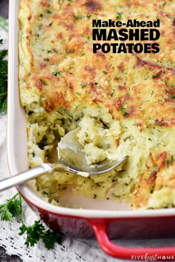 Make-Ahead Mashed Potatoes {Garlic + Herbs} • FIVEheartHOME