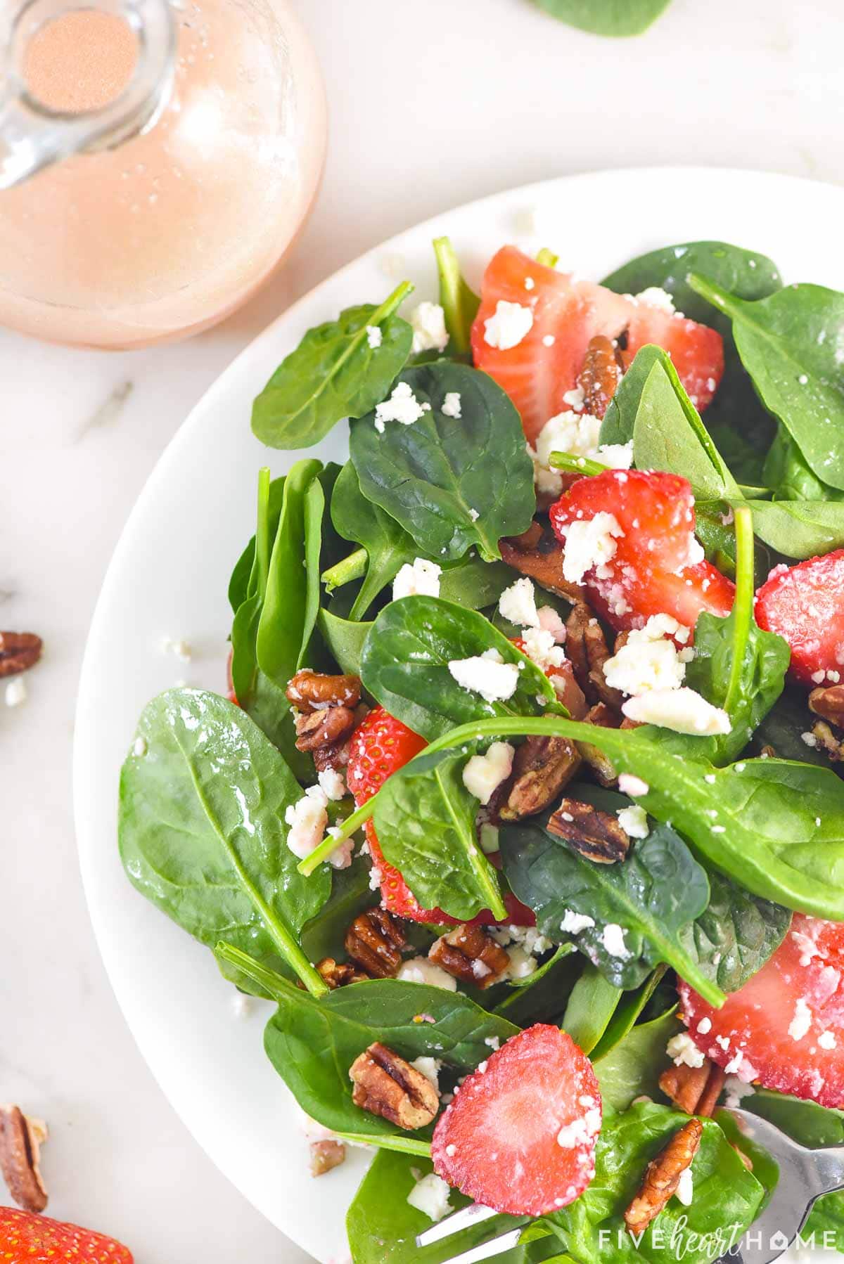 Brianna's Blush Wine Vinaigrette recipe as dressing for strawberry spinach salad.