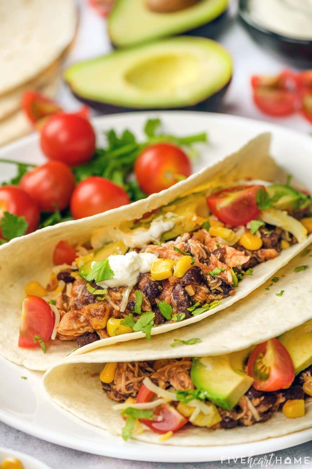 Crockpot Shredded Chicken Tacos (6-ingredient) • FIVEheartHOME