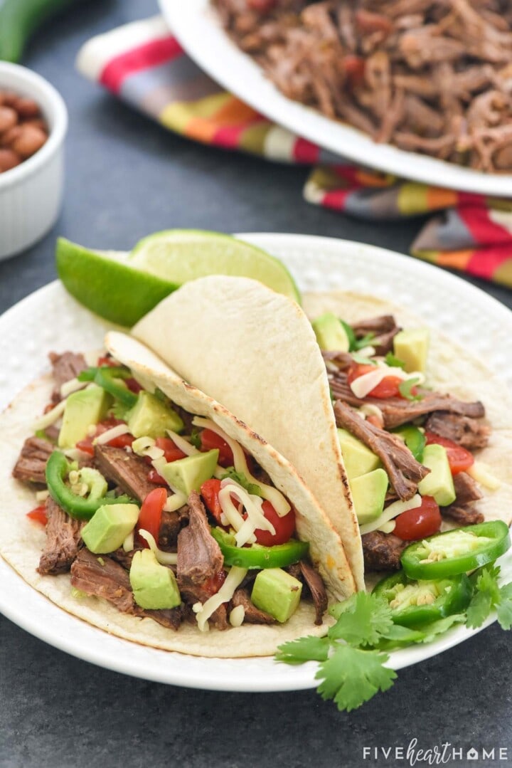 SCRUMPTIOUS Crockpot Shredded Beef Tacos • FIVEheartHOME