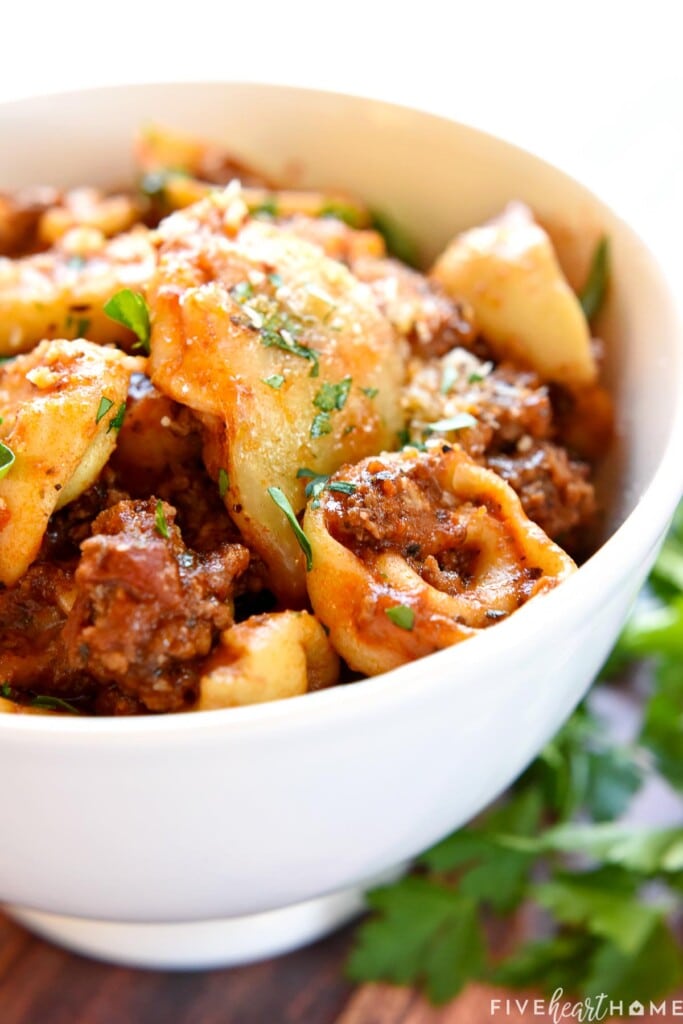 Cheese Tortellini with Meat Sauce Recipe