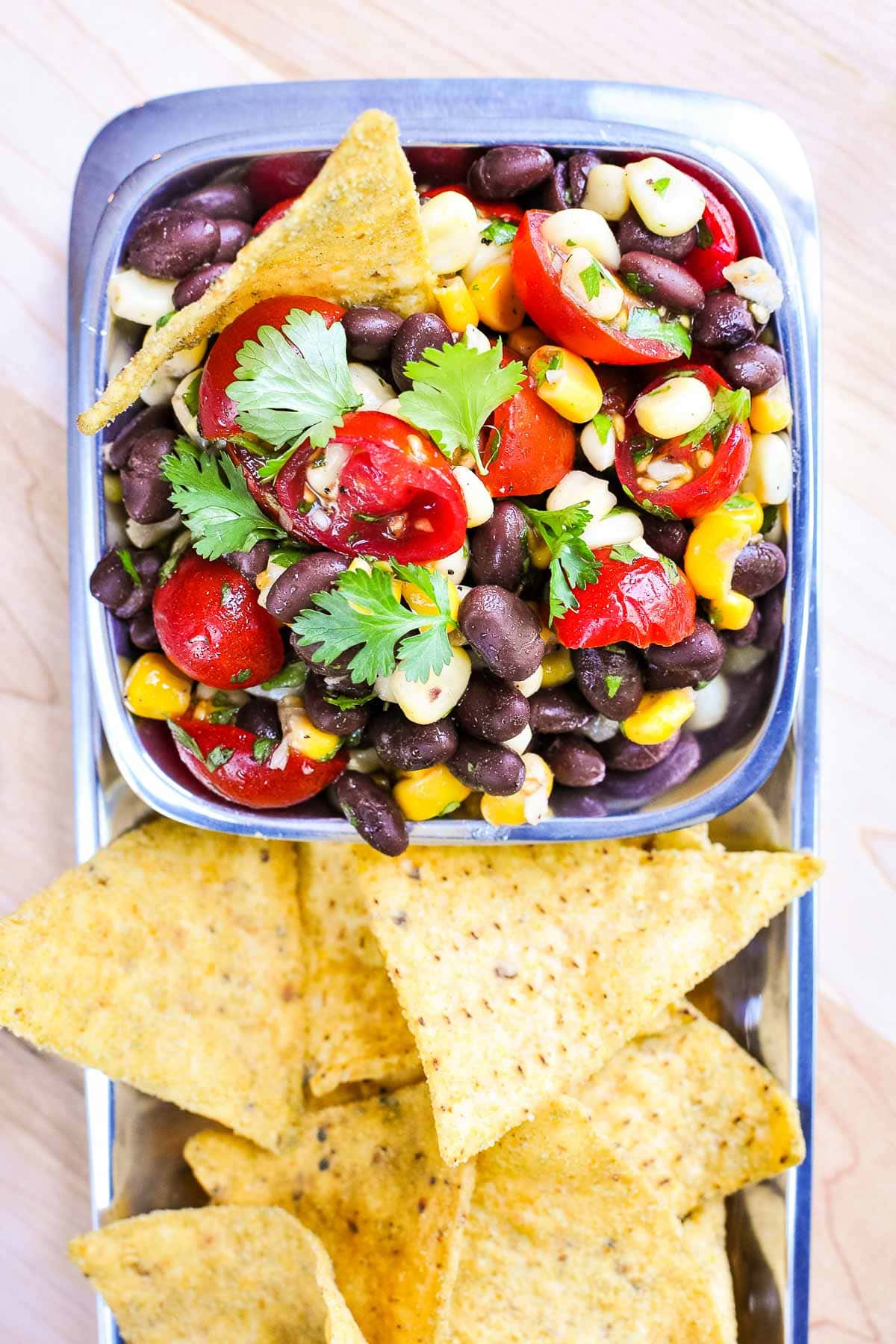 Aerial view of Black Bean and Corn Salsa.