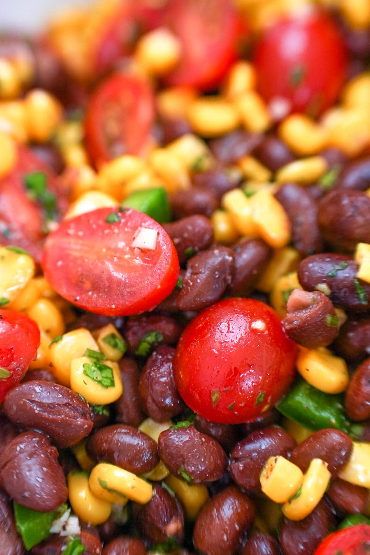 Close-up of Black Bean and Corn Salad.