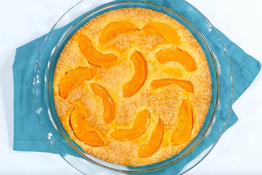 Peach Cake recipe fresh out of oven.
