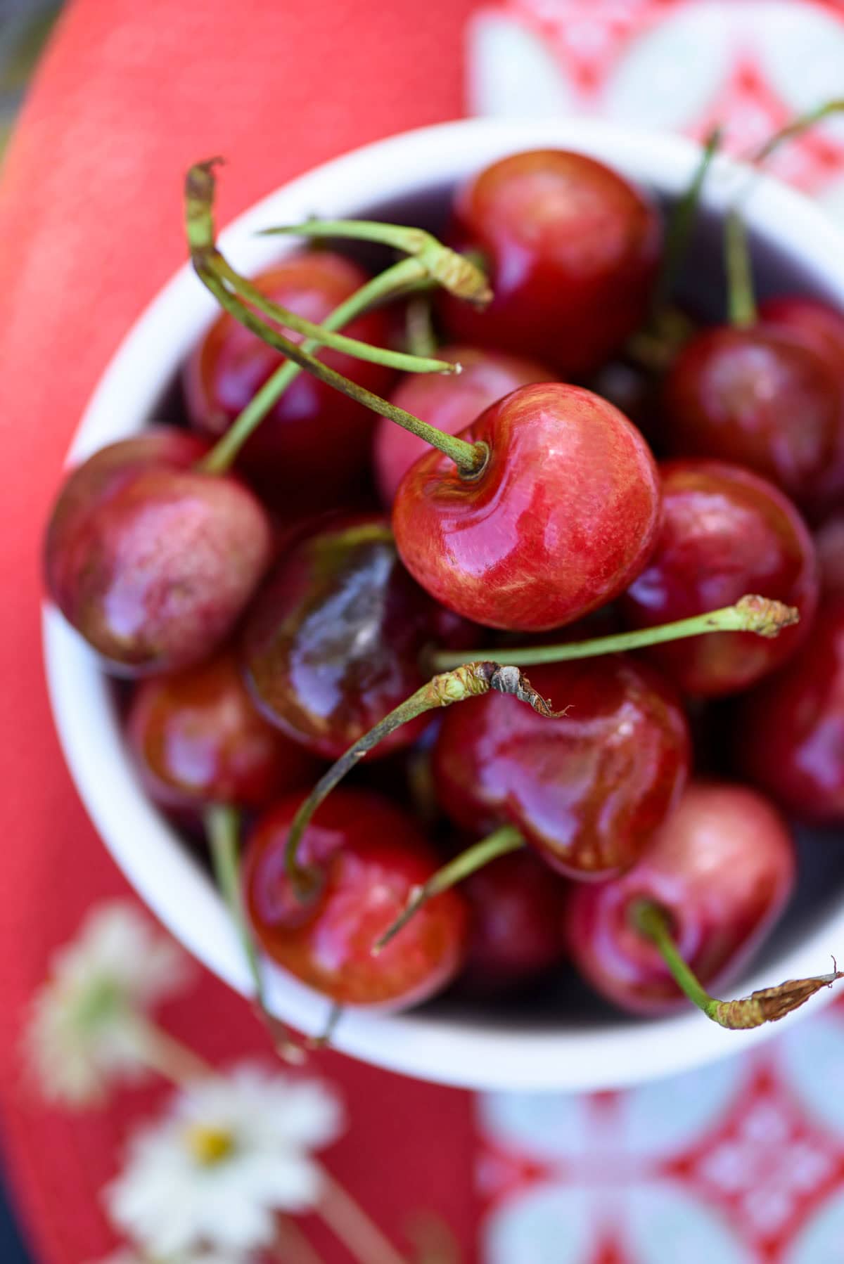 Bowl of fresh cherries.