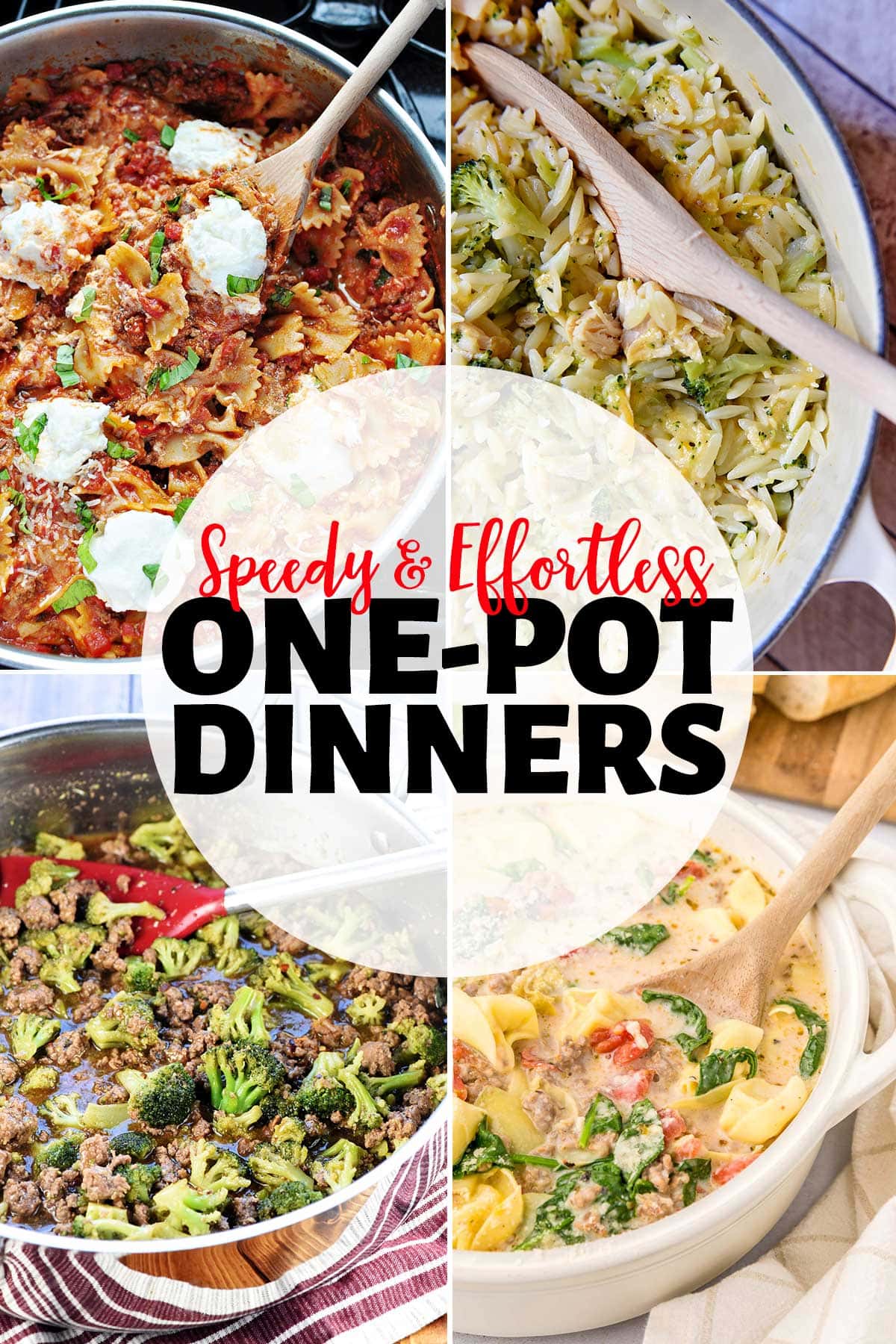 One Pot Meals ~ this collection of scrumptious one pot dinners includes family-friendly dinner recipes made in just one pot, pan, or skillet for speedy prep and effortless clean-up. From pasta to chicken to ground beef and more, these quick and easy one pot recipes will help you get dinner on the table FAST, even on busy weeknights! | FiveHeartHome.com via @fivehearthome