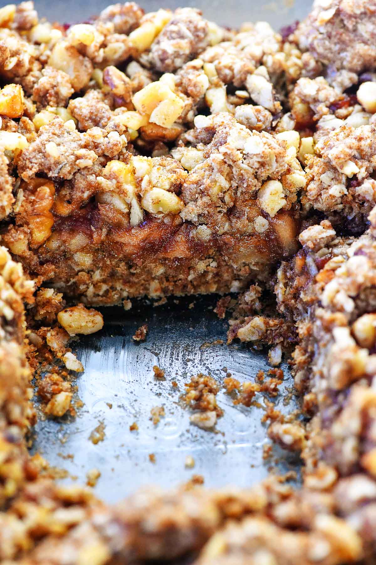 Apple Butter Bars in dish with missing square.