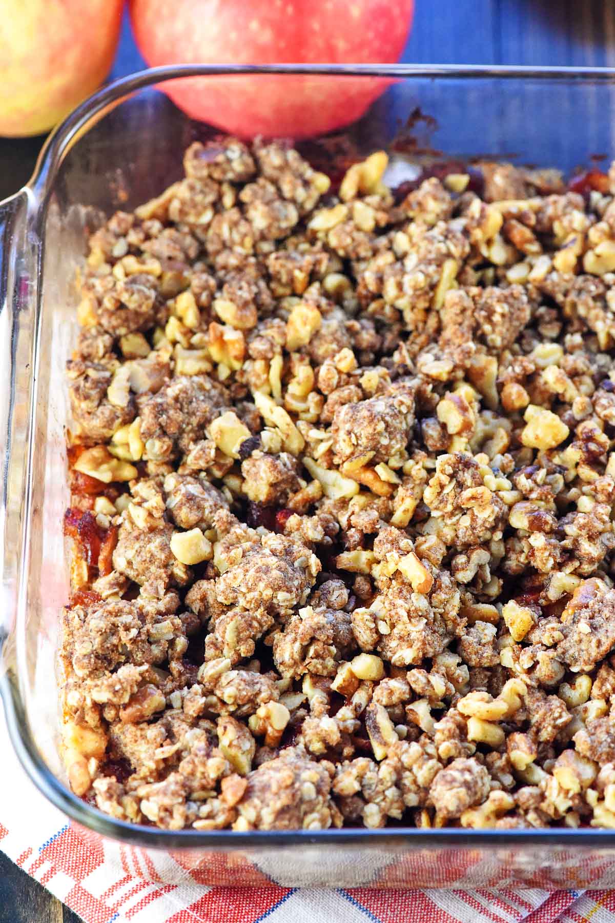 Close-up of Apple Butter Bars in baking dish for uses for apple butter.