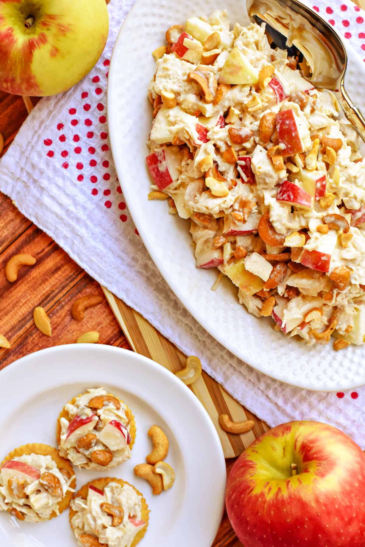 Aerial view of Chicken Salad with Apples.