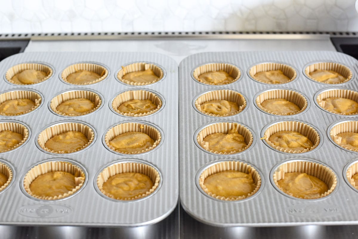 Pumpkin muffin recipe ready for the oven.