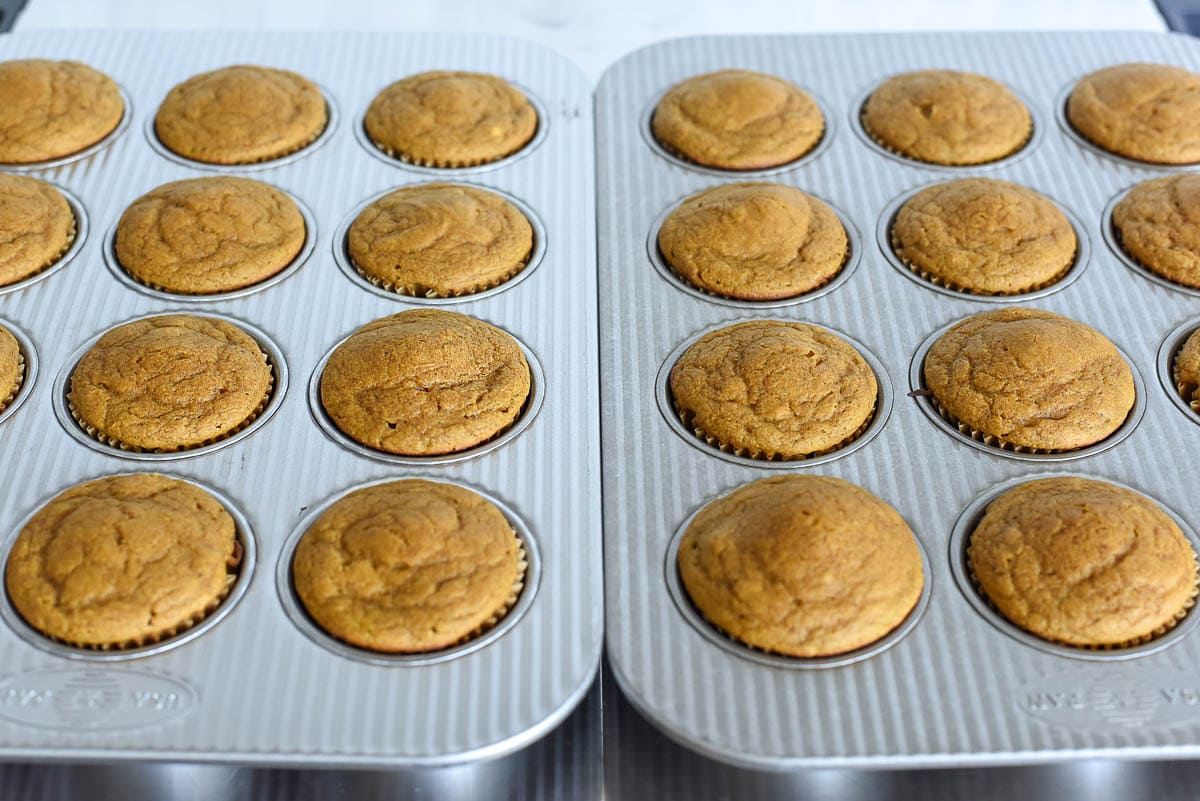 Healthy Pumpkin Muffins fresh out of the oven.