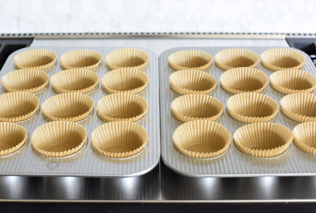 Cupcake liners in muffin pans.