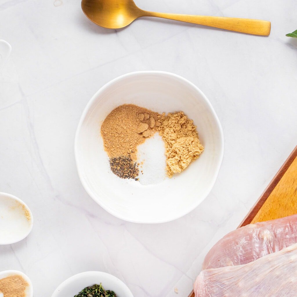 Seasonings in bowl for Slow Cooker Turkey Breast.