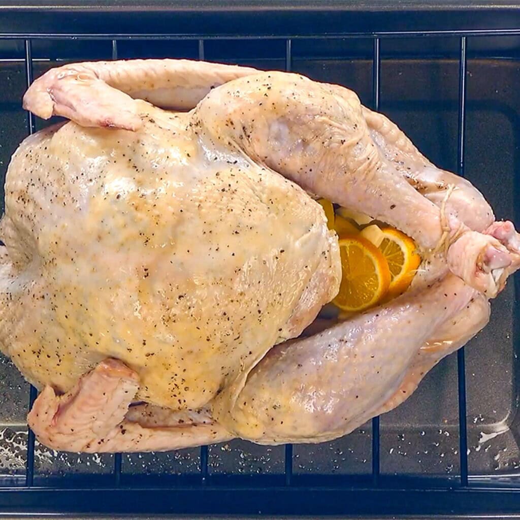 Thanksgiving turkey ready for the oven.