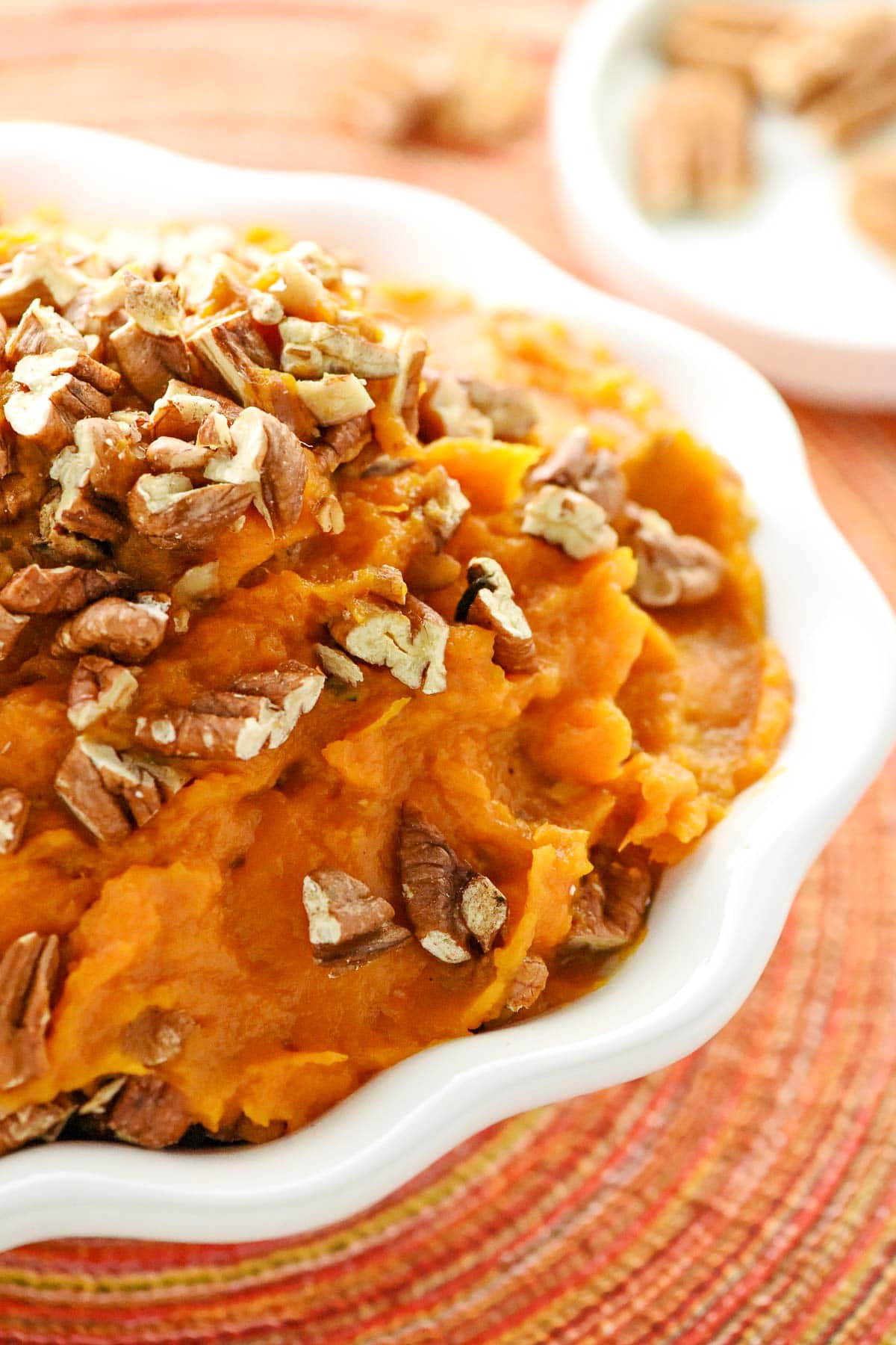 Close-up of Crockpot Sweet Potato Casserole.