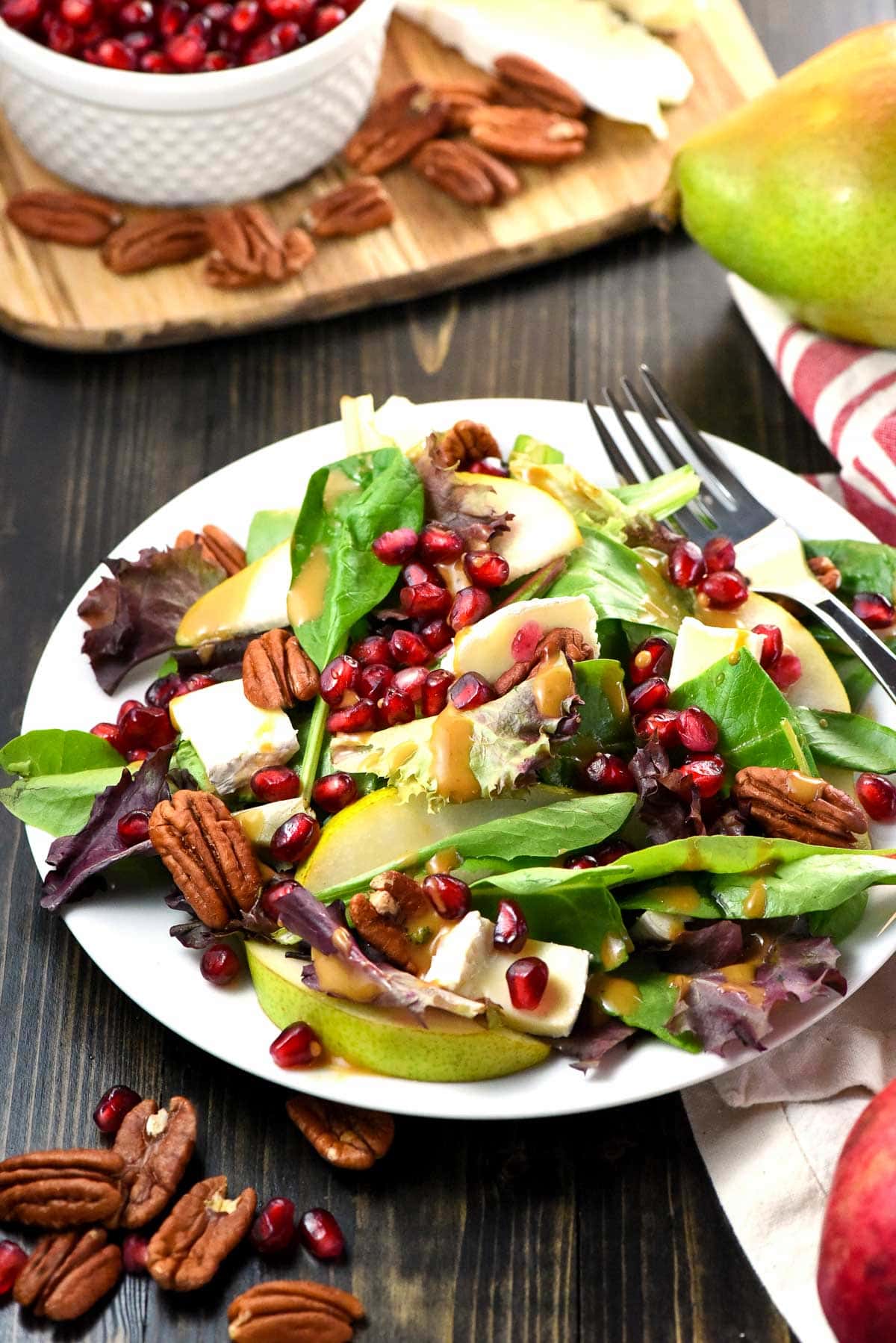 Thanksgiving Salad recipe on white plate.