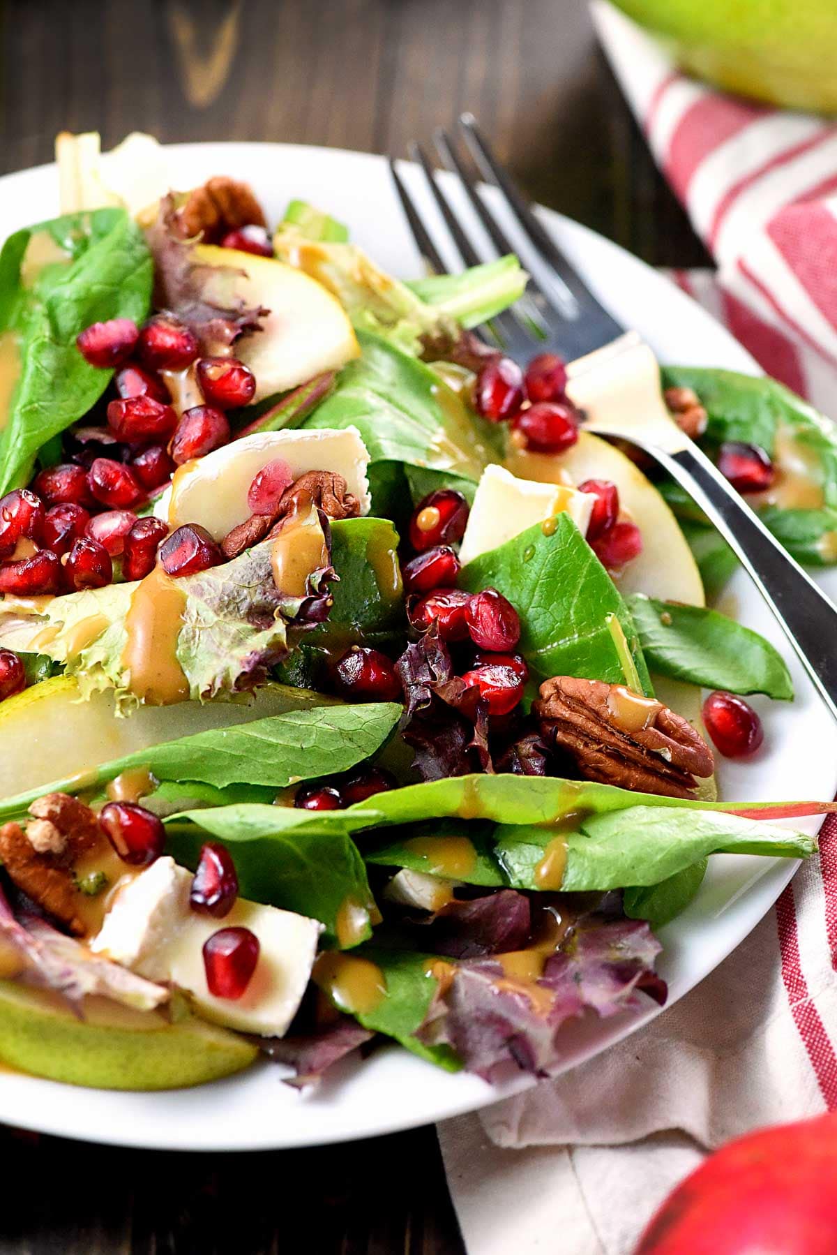 Thanksgiving Salad on plate close-up.