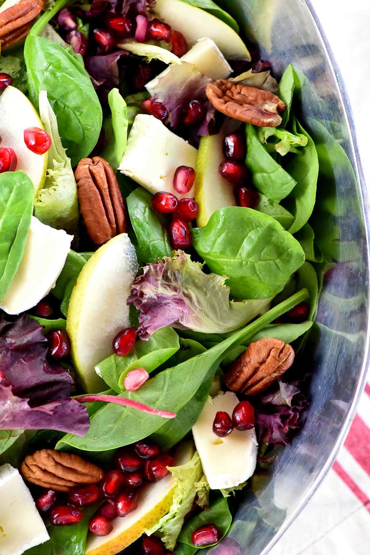 Aerial view of Thanksgiving Salad recipe in bowl.