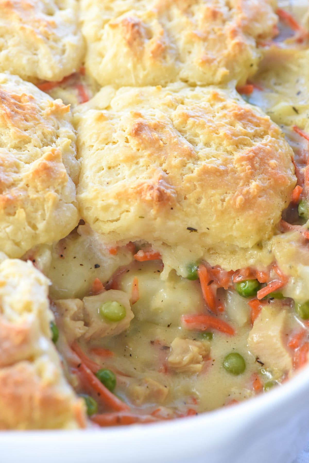 Chicken Pot Pie Casserole with missing scoop.