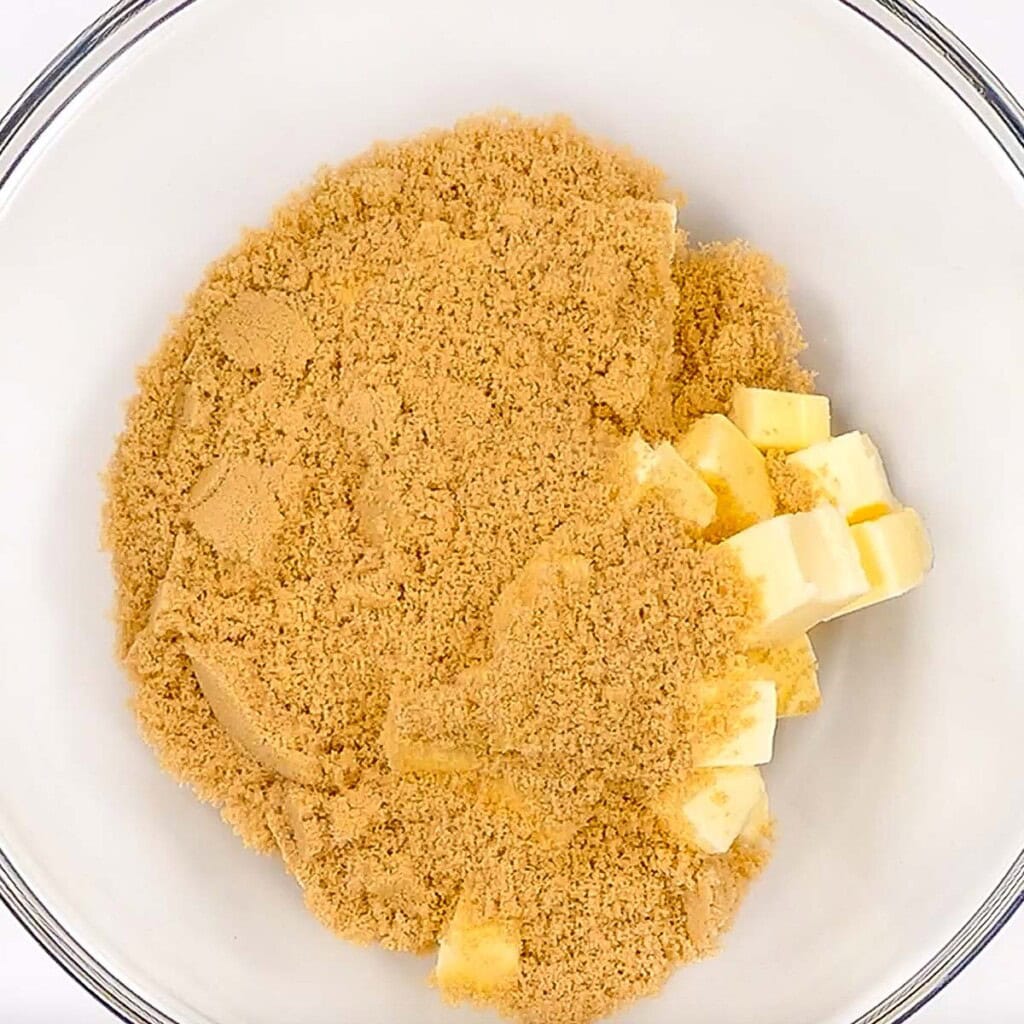 Brown sugar added to bowl.