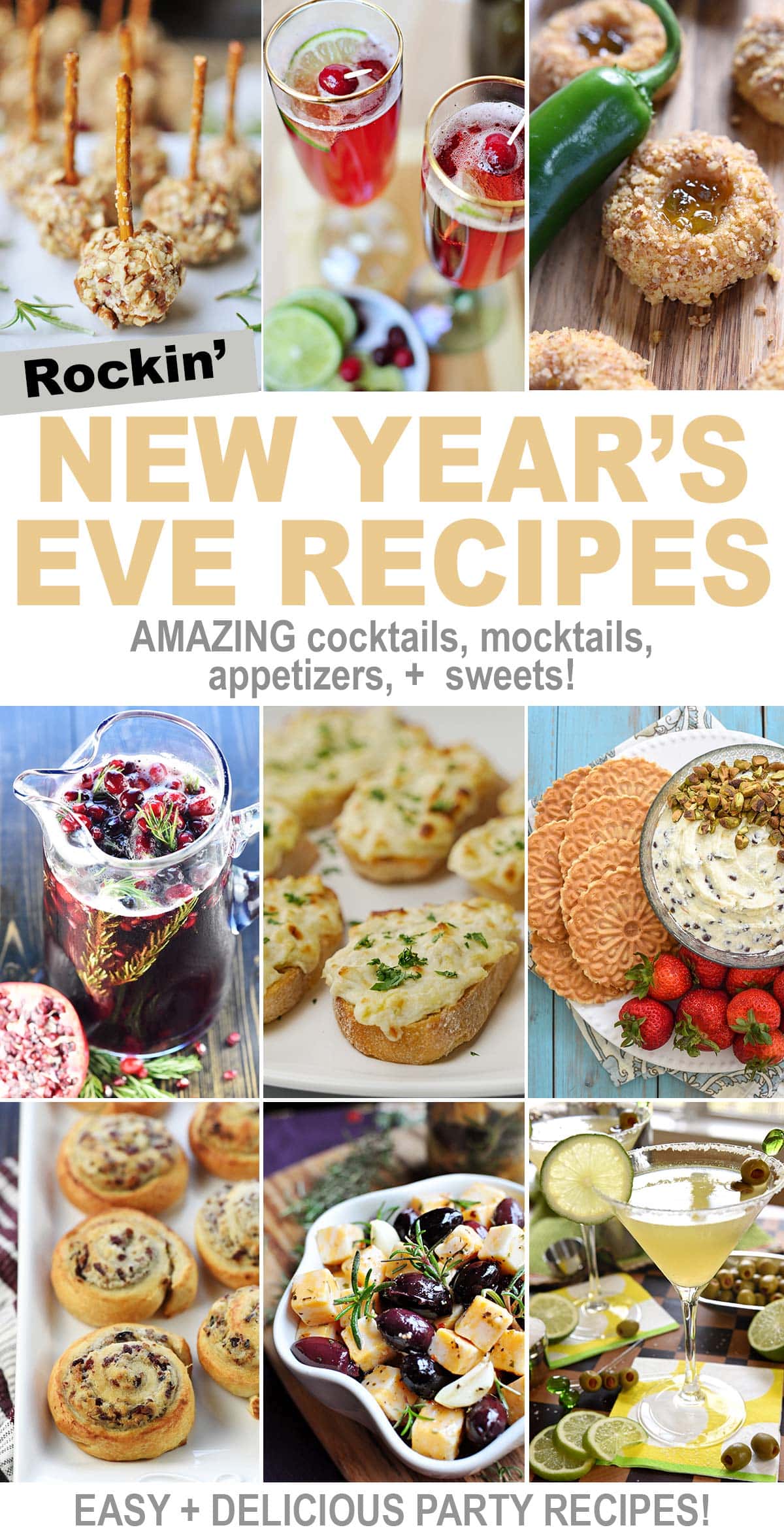 New Year’s Eve Party Recipe Ideas ~ If you’re in search of New Year’s Eve recipes, look no further! These new year party food recipes range from cocktails and mocktails to appetizers and desserts!| FiveHeartHome.com via @fivehearthome