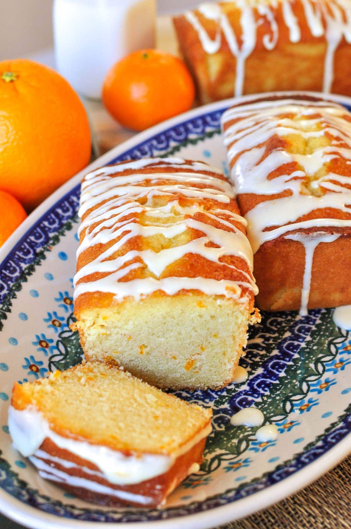 Orange Pound Cake on platter.