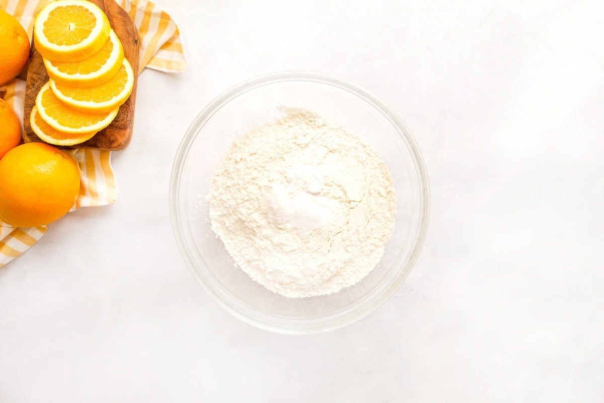 Dry ingredients in bowl.