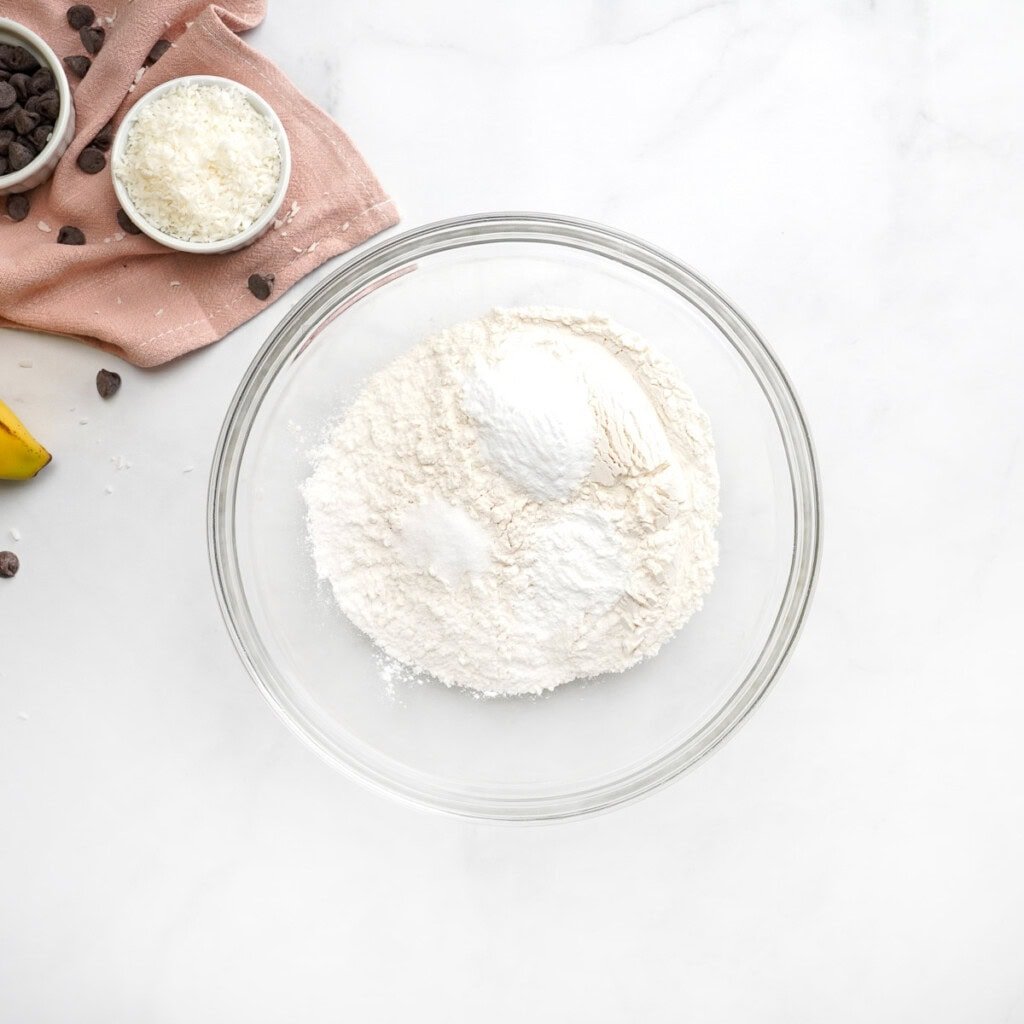 Dry ingredients in bowl.