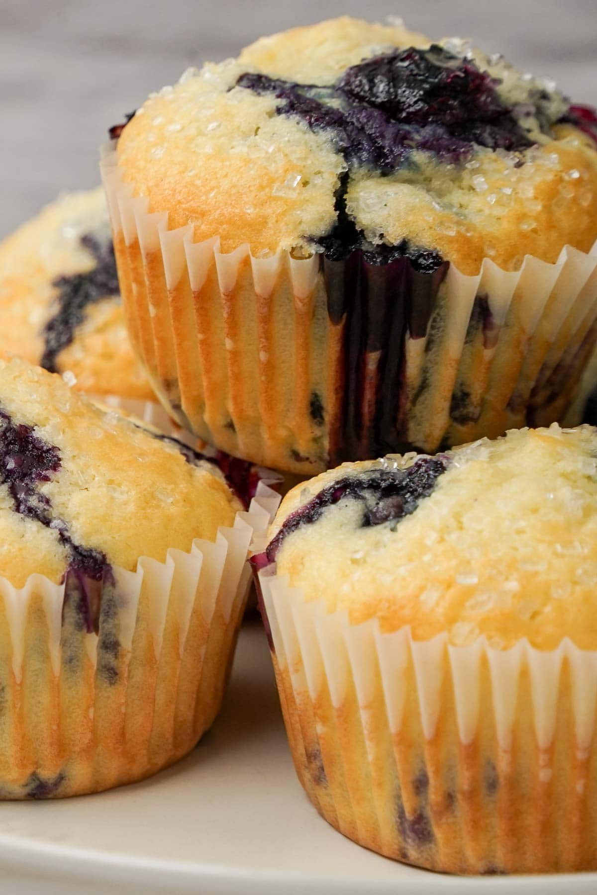 Close-up of Easy Blueberry Muffins.