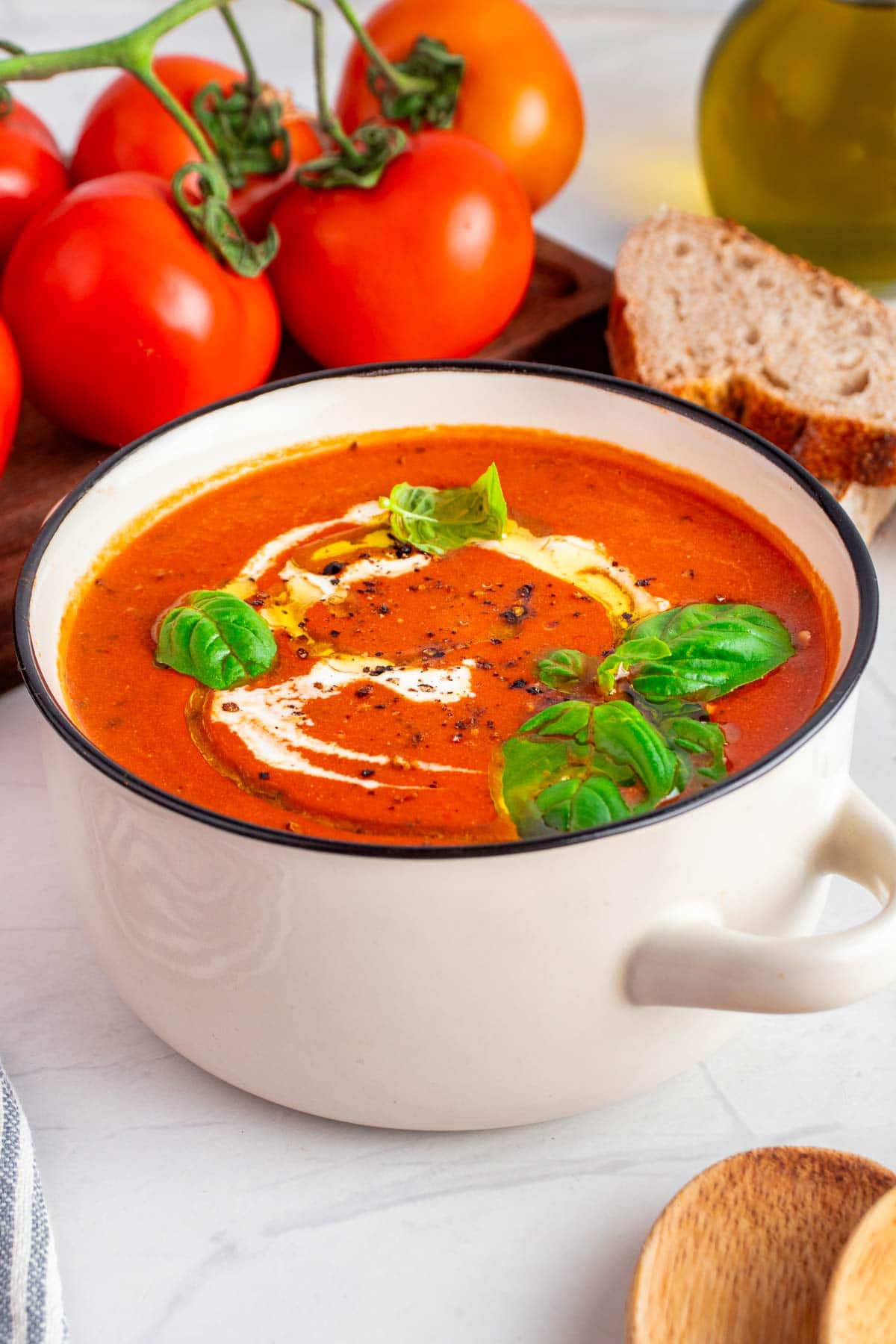 Easy Tomato Soup recipe in pot.