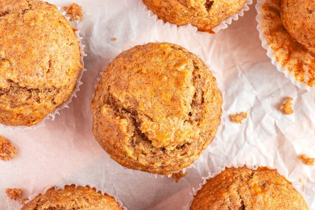 Aerial view of Healthy Banana Muffins.