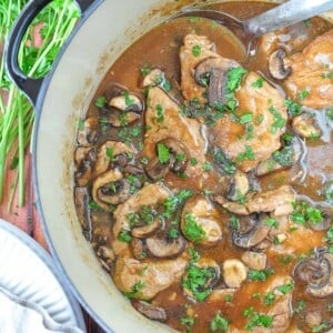 Pork Tenderloin Medallions in pot.