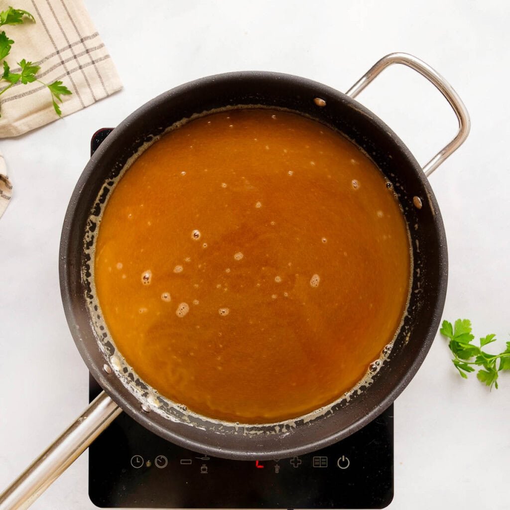 Making mushroom gravy for Pork Tenderloin Medallions recipe.