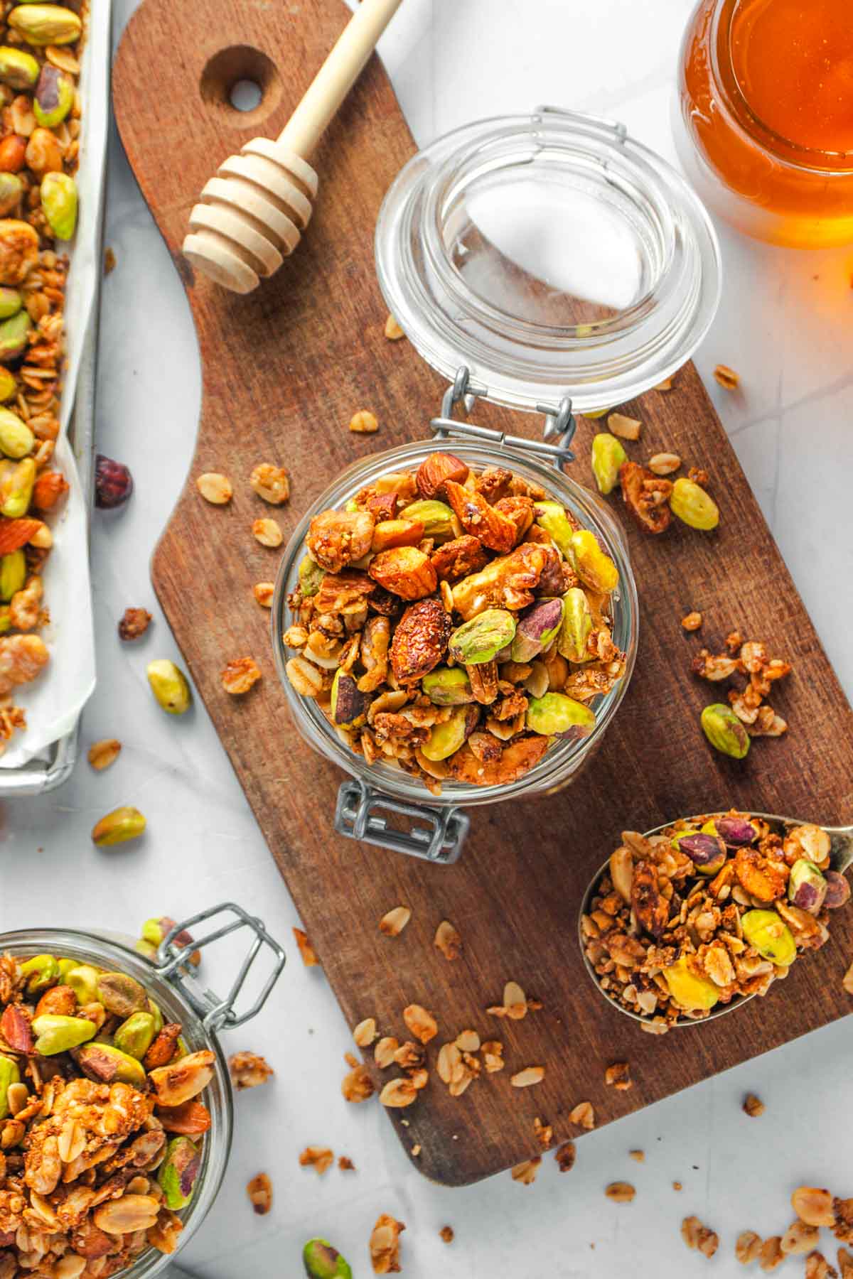 Aerial view of High Protein Granola recipe.