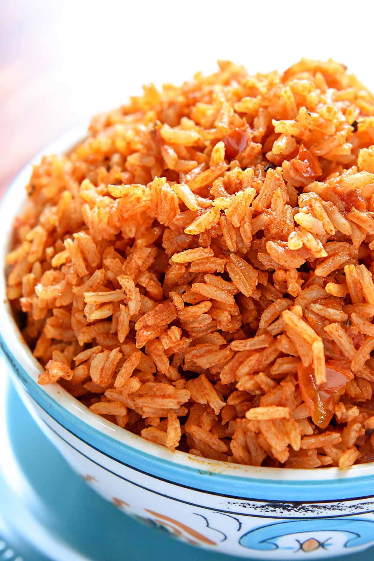 Easy Spanish rice close-up.