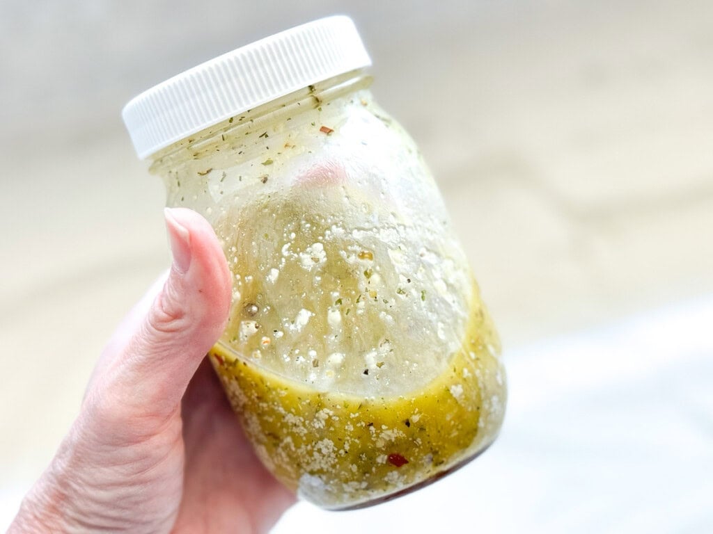 Italian Dressing shaken in jar.